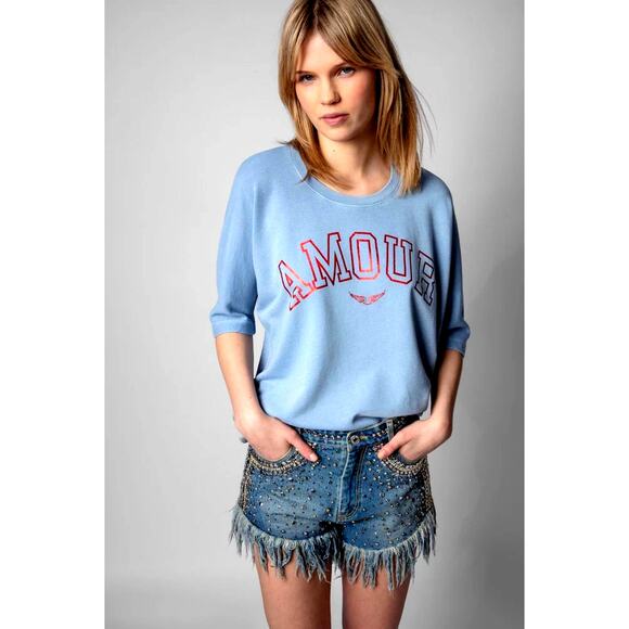 Zadig & Voltaire Portland Amour Outline Sweatshirt in Oxford M - Picture 1 of 10